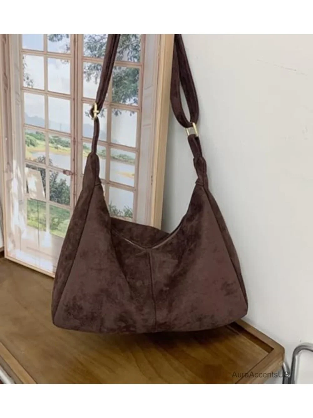 Slouchy Suede Hobo Bag Women Underarm Shoulder Crossbody Purse